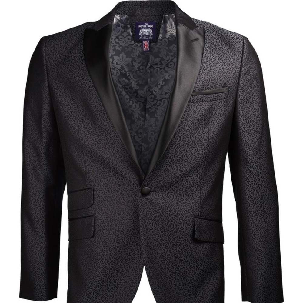 Savile Row Co black one button slim fit blazer 40R